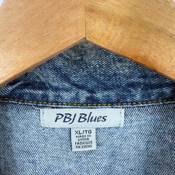 PBJ Blues Denim Knit Vest Size XL Western Y2K Vintage Layering Top - Picture 3 of 9
